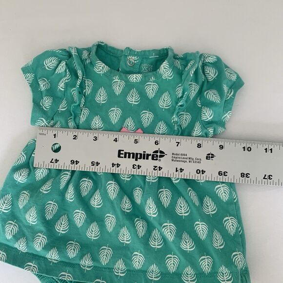 Carters Dress Baby Girl 9M Teal Green Leaves Boho Cute Casual Beach Vacation - Picture 5 of 6